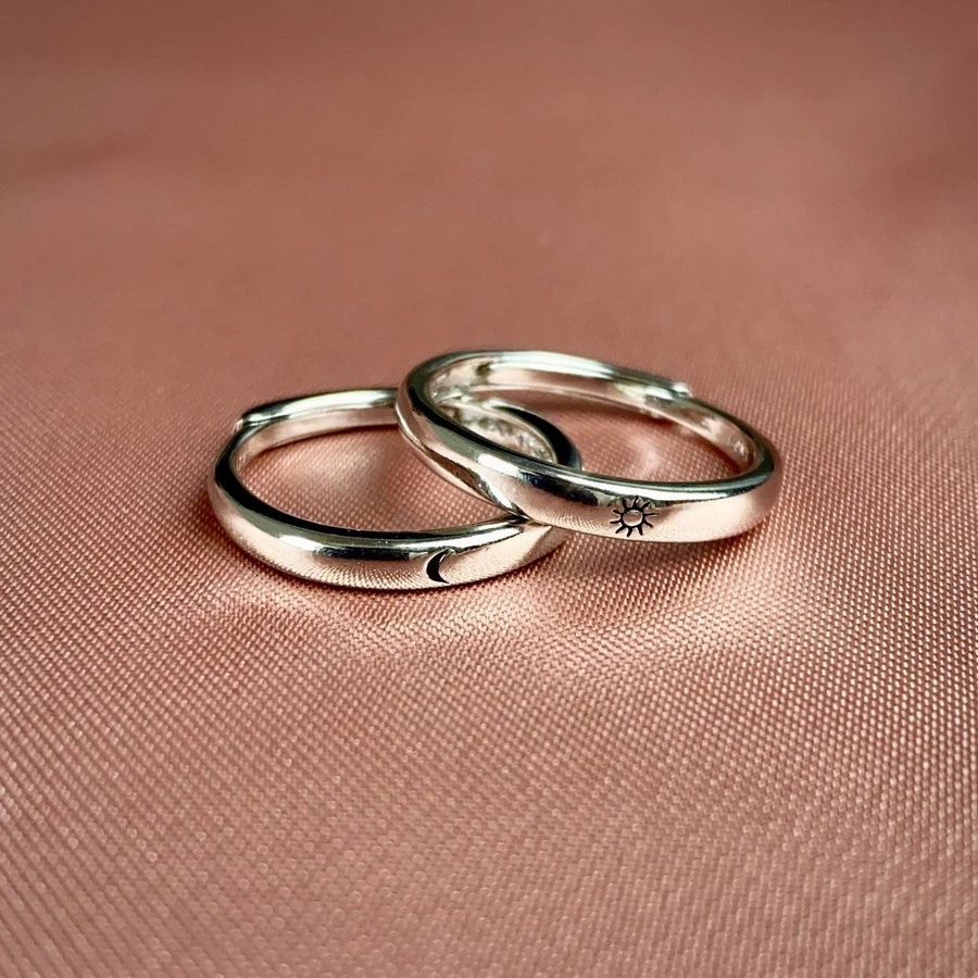 Rosy Brown Silver Forever Ring Set (adjustable size)