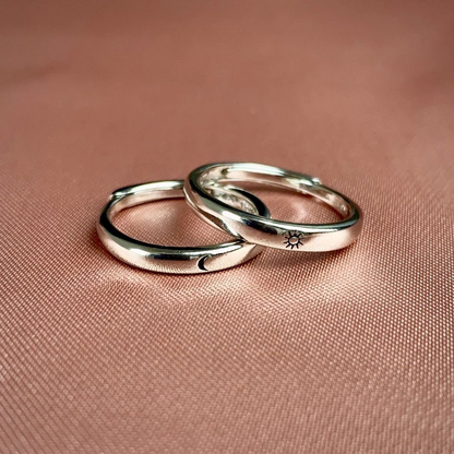 Rosy Brown Silver Forever Ring Set (adjustable size)
