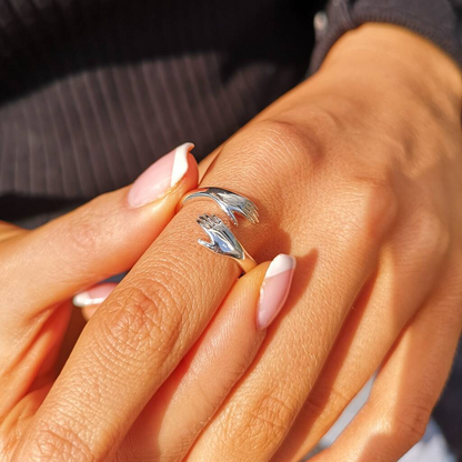 Dark Salmon Hug Ring (adjustable size)